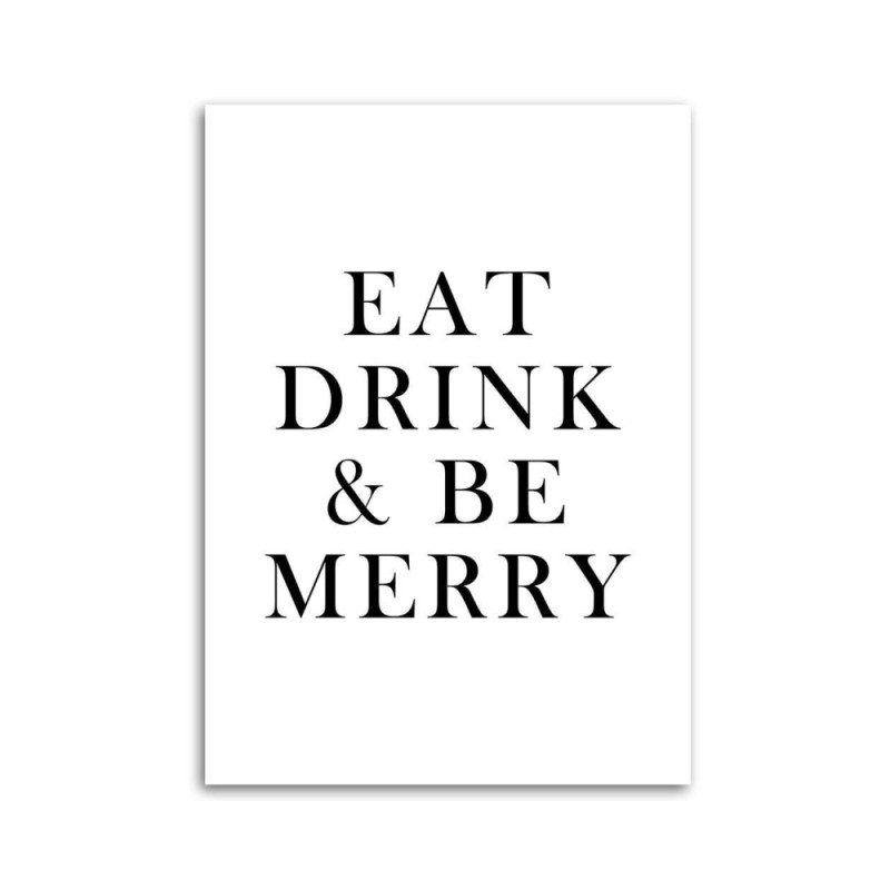 Leinwandbild - Typografie Essen trinken und fröhlich sein | Feeby