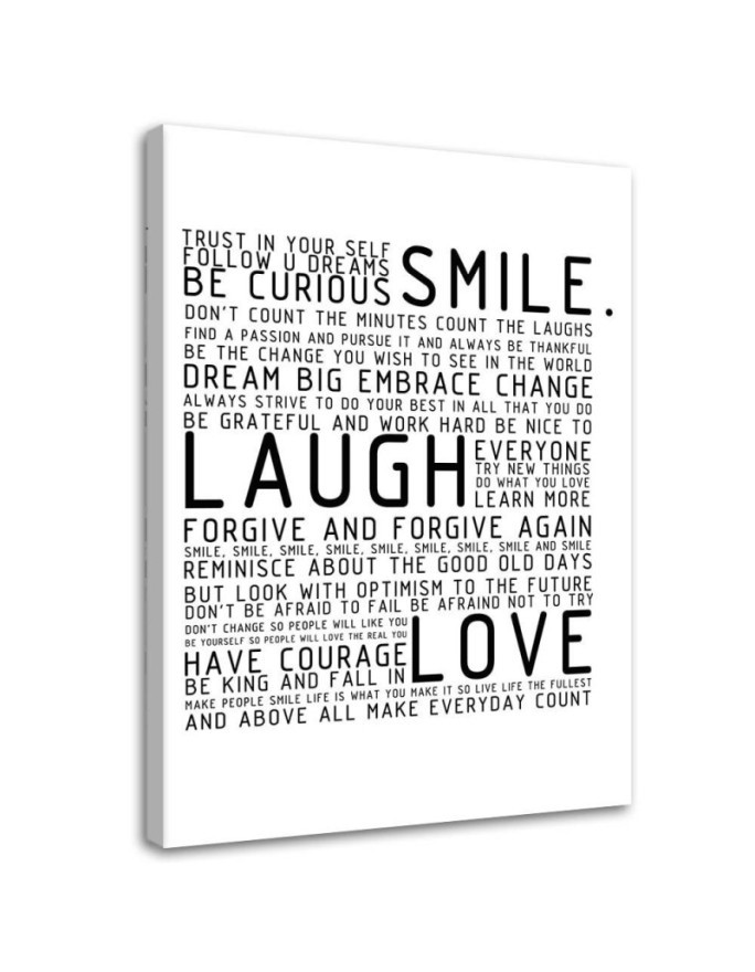 Leinwandbild - Lächeln lachen lieben | Feeby