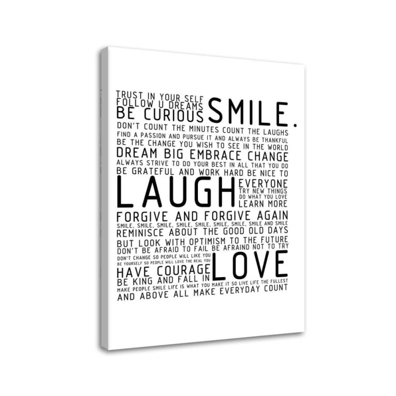 Leinwandbild - Lächeln lachen lieben | Feeby