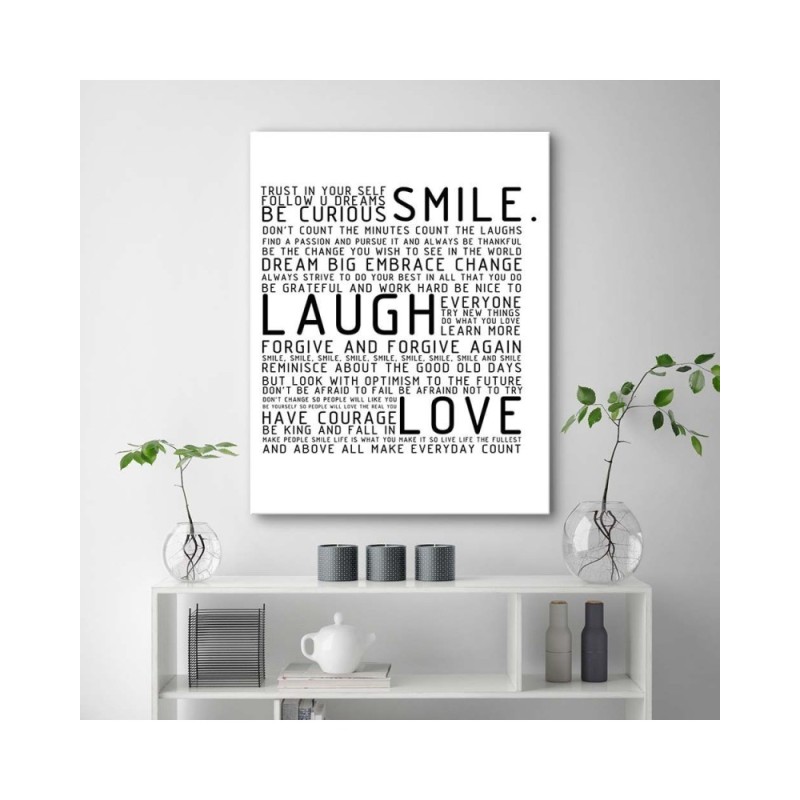 Leinwandbild - Lächeln lachen lieben | Feeby