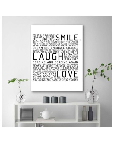 Leinwandbild - Lächeln lachen lieben | Feeby