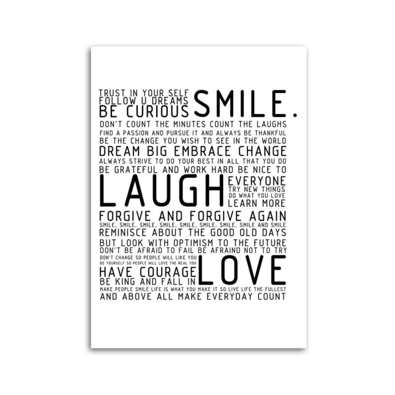 Leinwandbild - Lächeln lachen lieben | Feeby