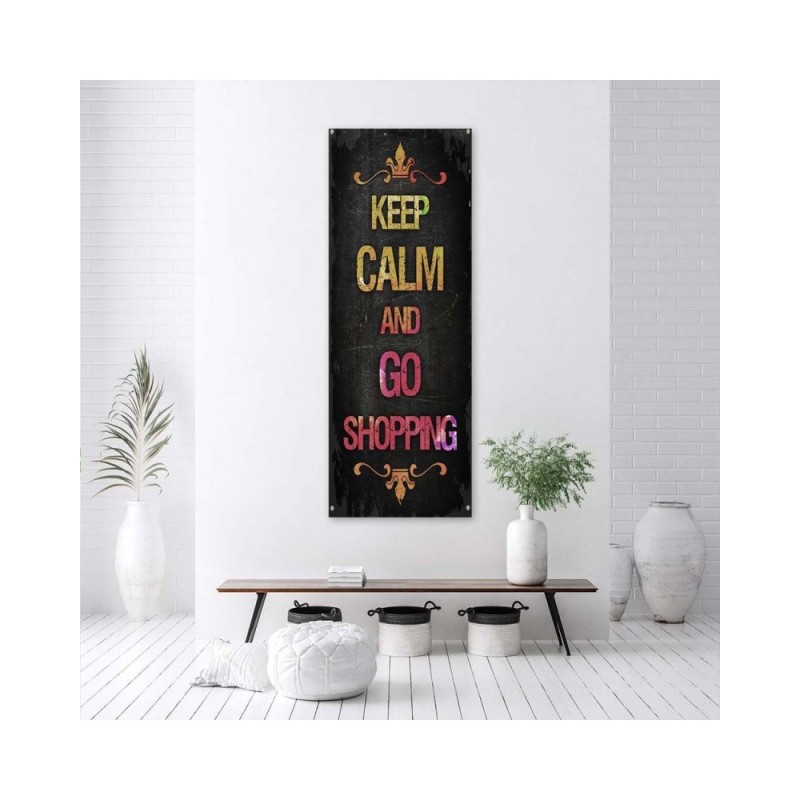 Leinwandbild - Ruhe bewahren und einkaufen gehen Zeichen | Feeby