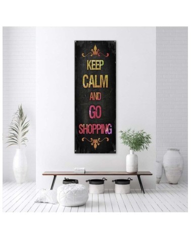 Leinwandbild - Ruhe bewahren und einkaufen gehen Zeichen | Feeby