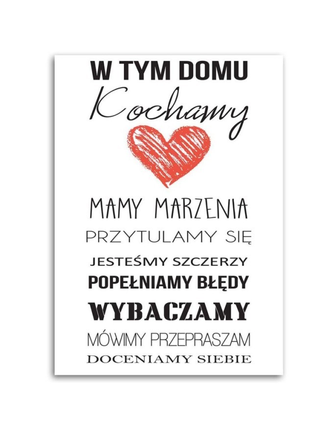 W tym domu - Obraz napis dekoracyjny na ścianę | FEEBY