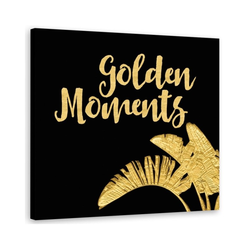 Golden leaves and inscription - Modern wall art painting | FEEBY