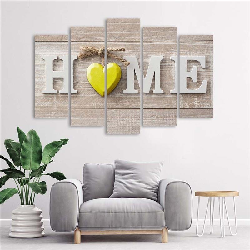Modernes Wandbild - Home Haus Herz Holz Bretter | Feeby