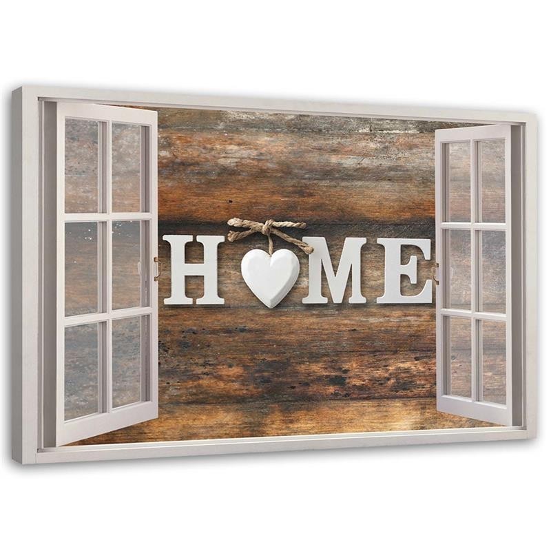 Bild auf Leinwand - Fensterblick Home Herz Retro | Feeby
