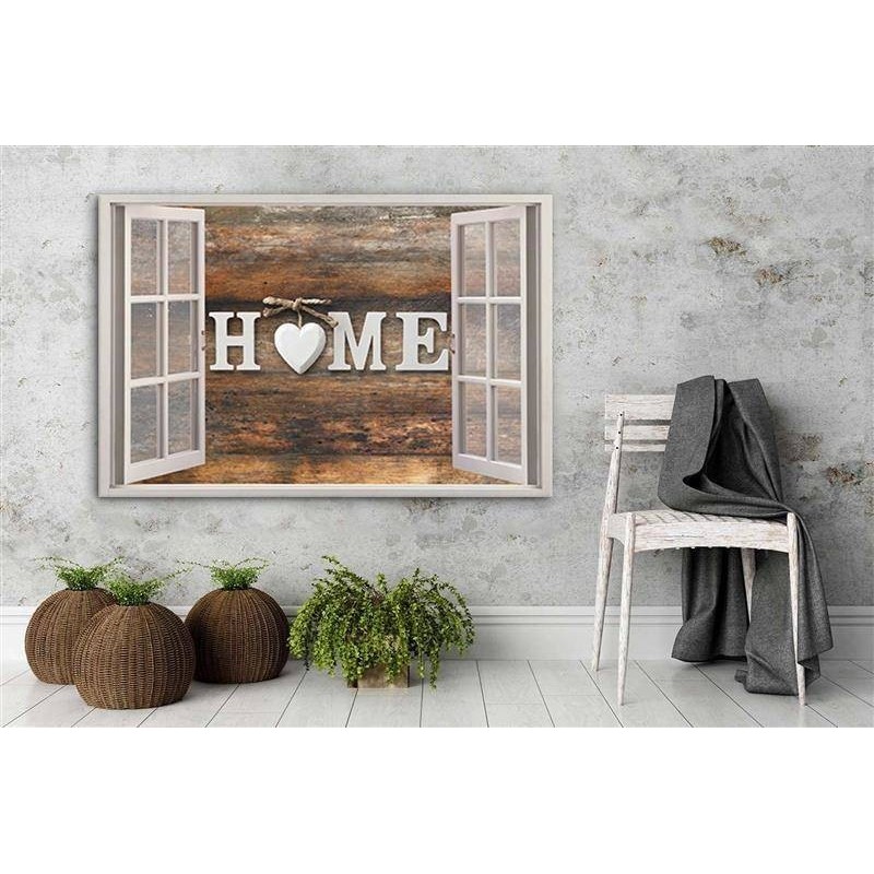 Obraz do salonu canvas Widok z okna Napis Home | FEEBY