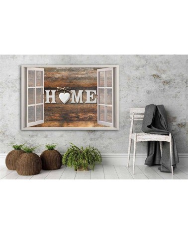 Bild auf Leinwand - Fensterblick Home Herz Retro | Feeby