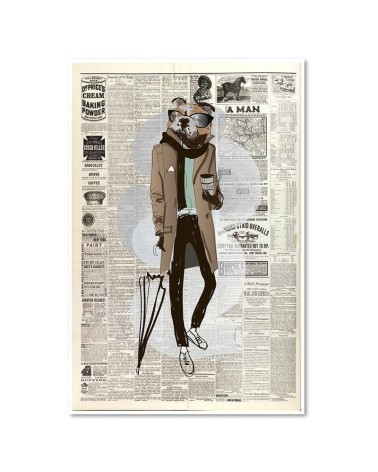 Bild auf Leinwand - Eleganter Hund - Zeitungsartikel | Feeby