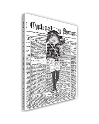 Leinwandbild - Modisches Kaninchen - Zeitungsartikel | Feeby