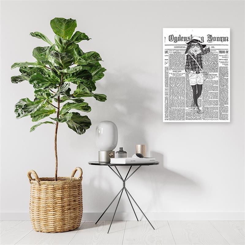 Leinwandbild - Modisches Kaninchen - Zeitungsartikel | Feeby