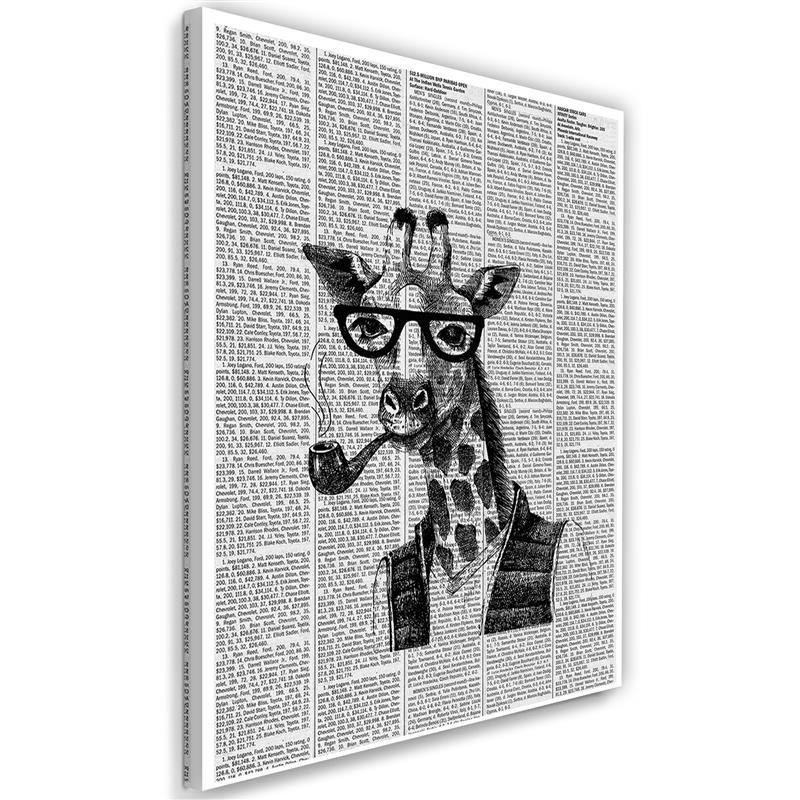 Leinwandbild - Giraffe mit Pfeife - Zeitungsartikel | Feeby