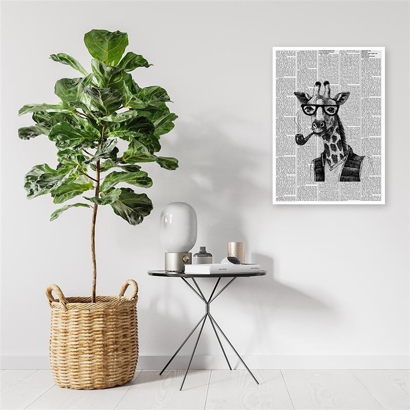 Leinwandbild - Giraffe mit Pfeife - Zeitungsartikel | Feeby