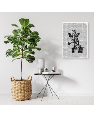 Leinwandbild - Giraffe mit Pfeife - Zeitungsartikel | Feeby