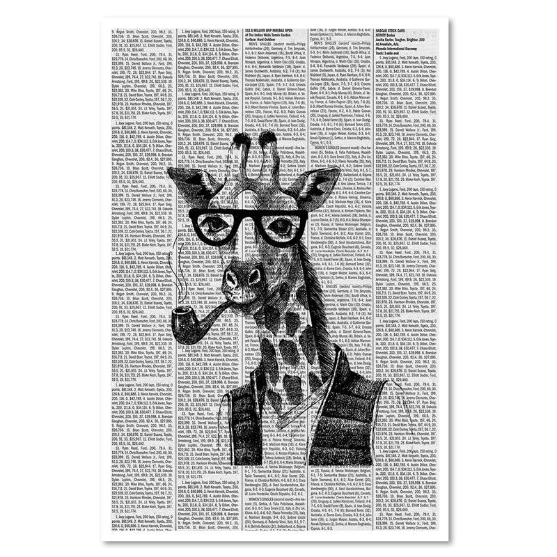 Leinwandbild - Giraffe mit Pfeife - Zeitungsartikel | Feeby