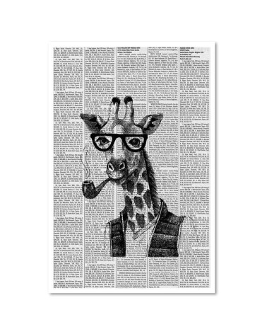 Leinwandbild - Giraffe mit Pfeife - Zeitungsartikel | Feeby