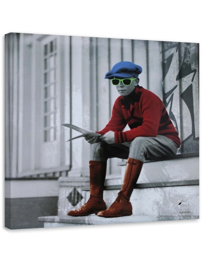 Leinwanddruck - Kleiner Junge mit Brille | Feeby