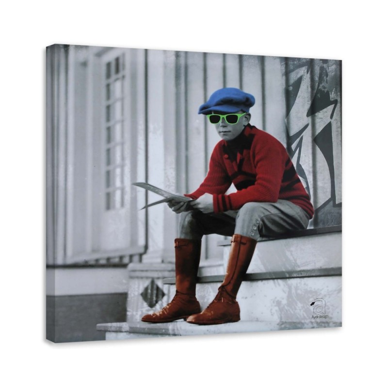 Leinwanddruck - Kleiner Junge mit Brille | Feeby