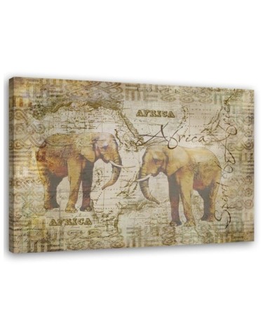 Bedroom wall art decoration Two vintage elephants | FEEBY