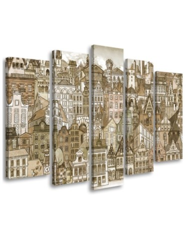 Living room wall art decoration Brown city | FEEBY