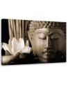 Buddha head with lily - Living room Canvas painting | FEEBY