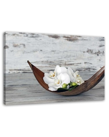 White vintage orchid flowers - Modern wall Canvas painting | FEEBY