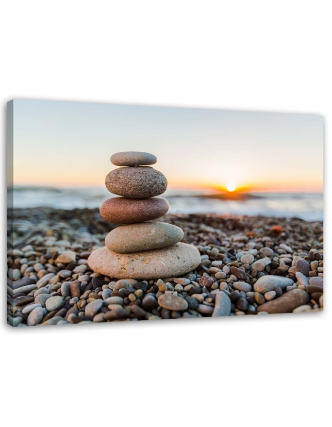 Wandbild für Wohnzimmer - Zen-Steine am Strand | Feeby