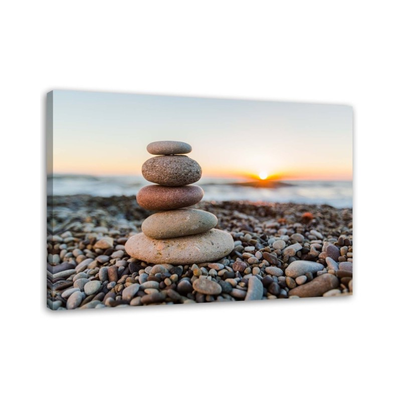 Wandbild für Wohnzimmer - Zen-Steine am Strand | Feeby