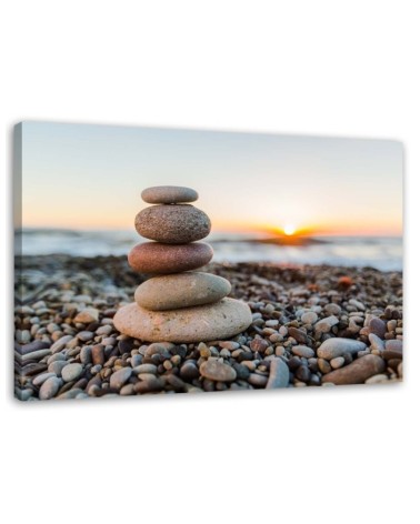 Wandbild für Wohnzimmer - Zen-Steine am Strand | Feeby