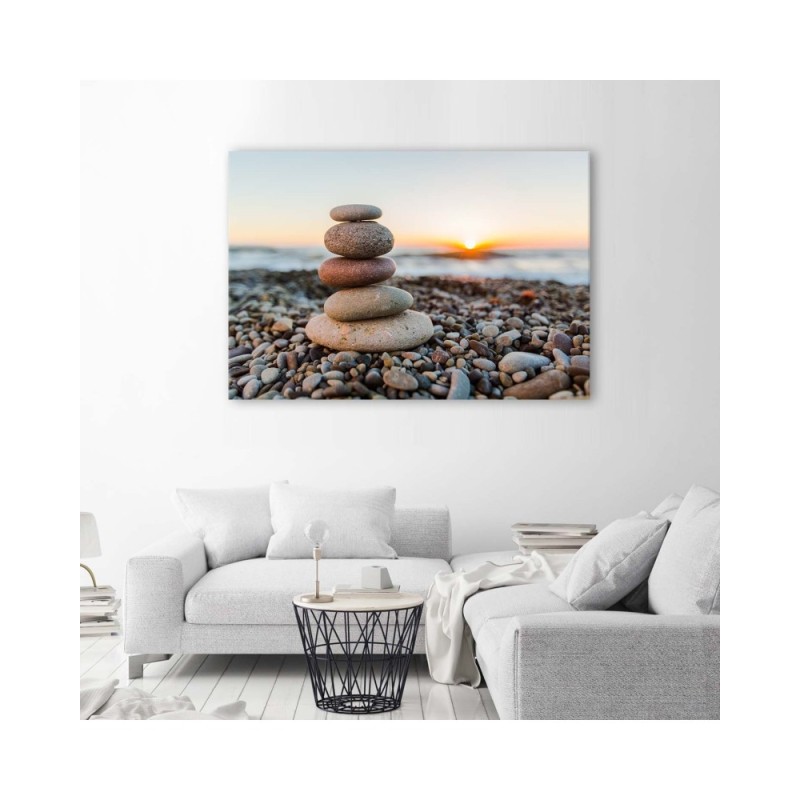 Wandbild für Wohnzimmer - Zen-Steine am Strand | Feeby
