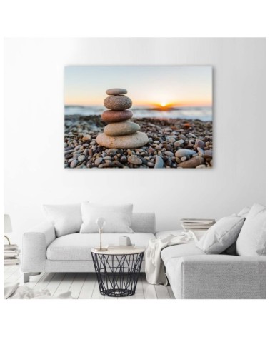 Wandbild für Wohnzimmer - Zen-Steine am Strand | Feeby