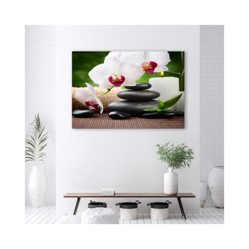 Wandbild für Wohnzimmer - Orchideen Blumen Zen | Feeby