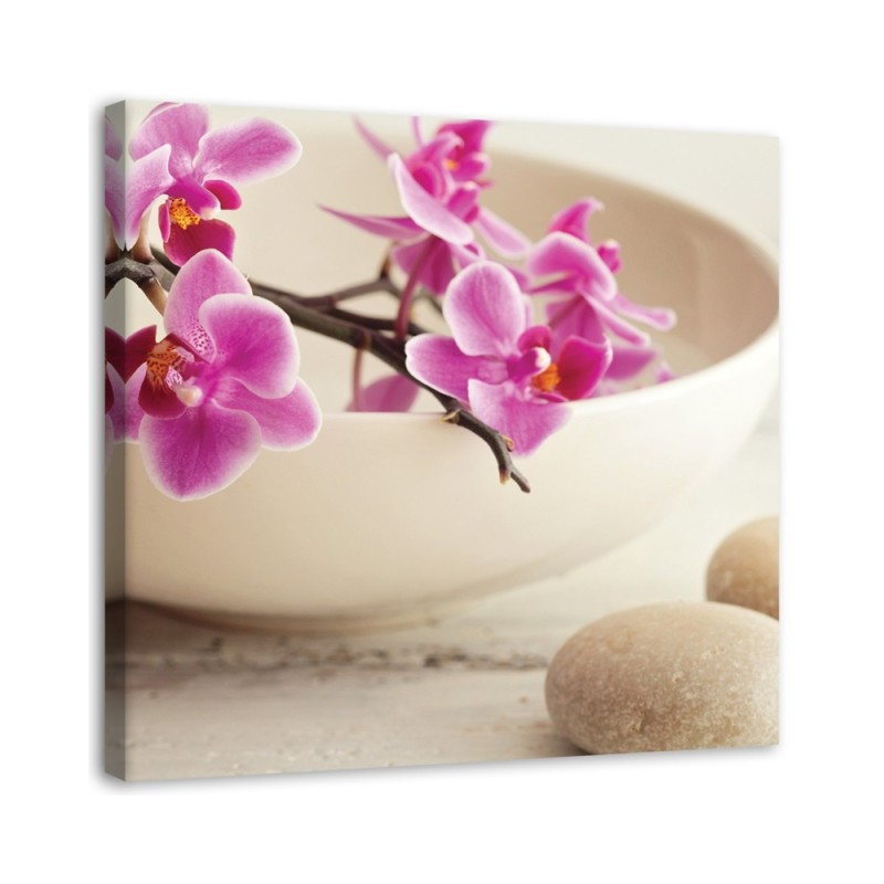 Leinwandbild - Rosa Orchideen Zen Spa | Feeby