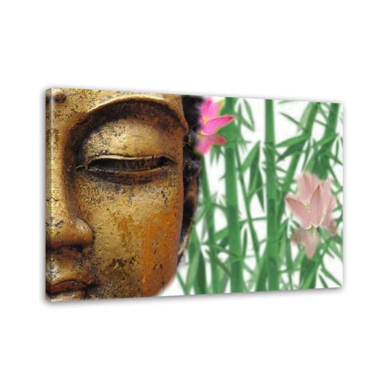 Wandbild für Wohnzimmer - Buddha mit Bambus | Feeby