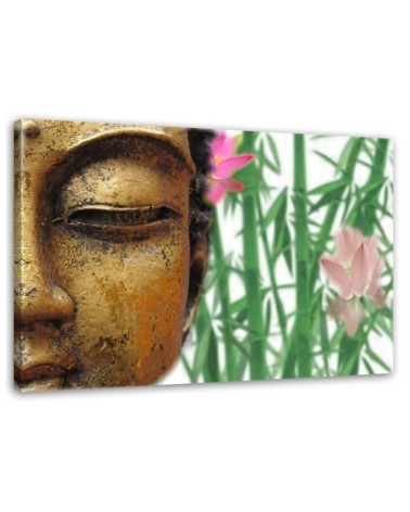 Wandbild für Wohnzimmer - Buddha mit Bambus | Feeby