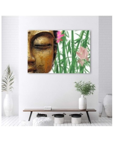 Wandbild für Wohnzimmer - Buddha mit Bambus | Feeby