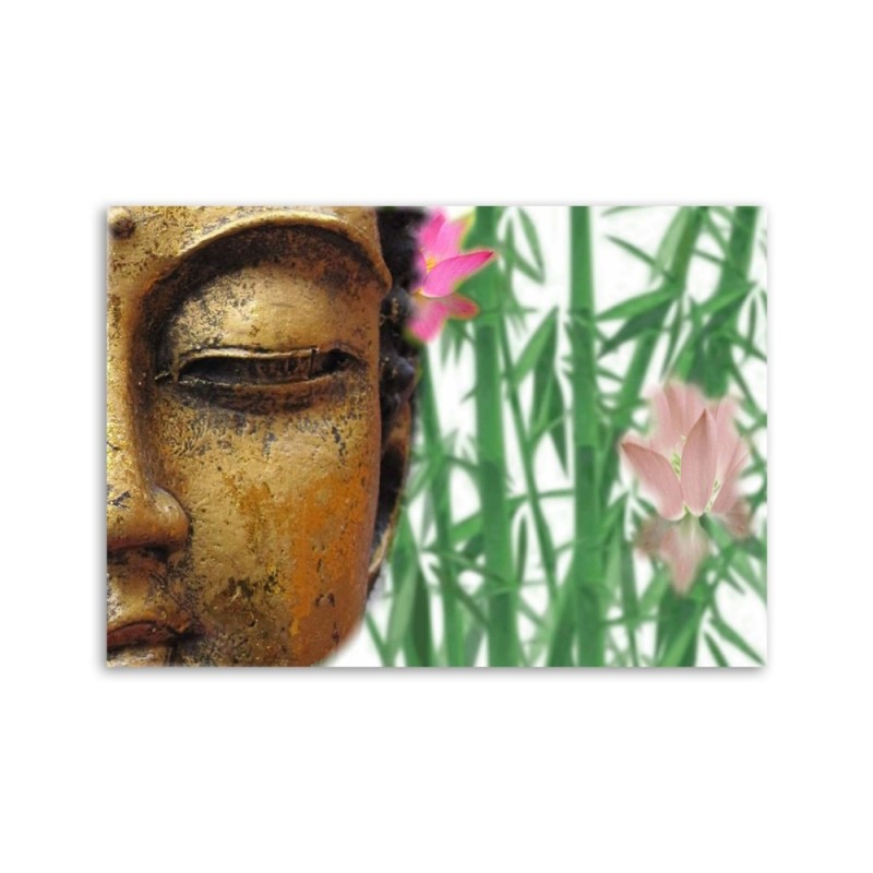 Wandbild für Wohnzimmer - Buddha mit Bambus | Feeby