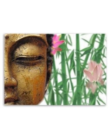 Wandbild für Wohnzimmer - Buddha mit Bambus | Feeby