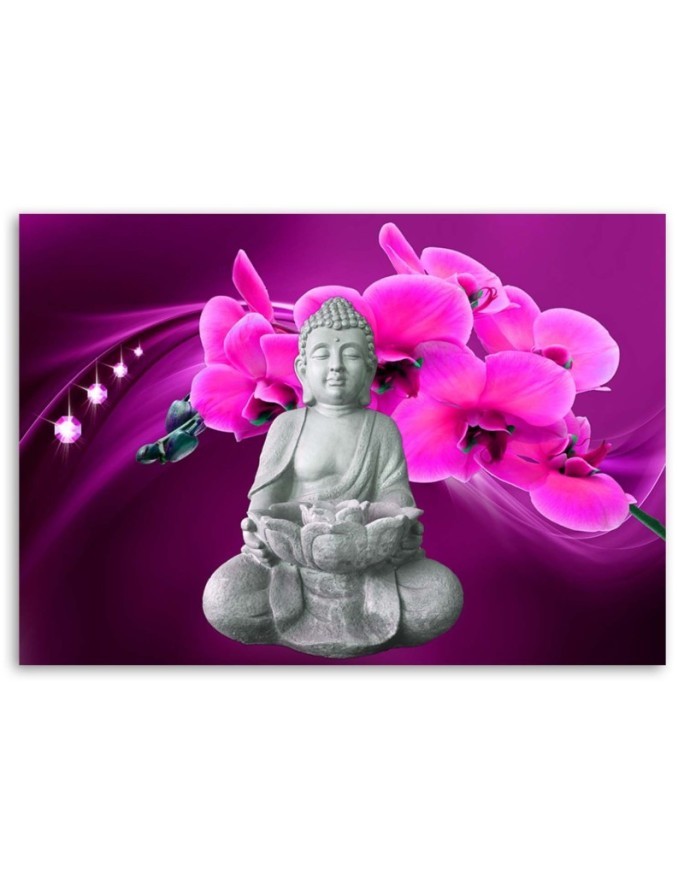 Obraz do łazienki Budda z różową orchideą | FEEBY