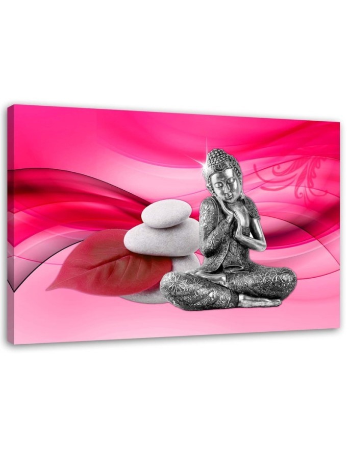 Leinwandbild - Buddha-Figur auf rosa Hintergrund | Feeby