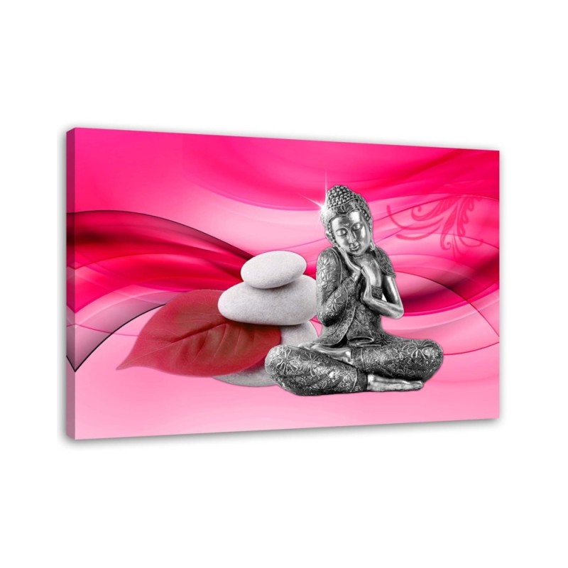 Leinwandbild - Buddha-Figur auf rosa Hintergrund | Feeby