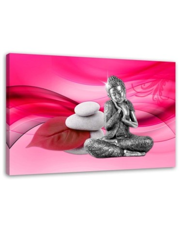 Leinwandbild - Buddha-Figur auf rosa Hintergrund | Feeby