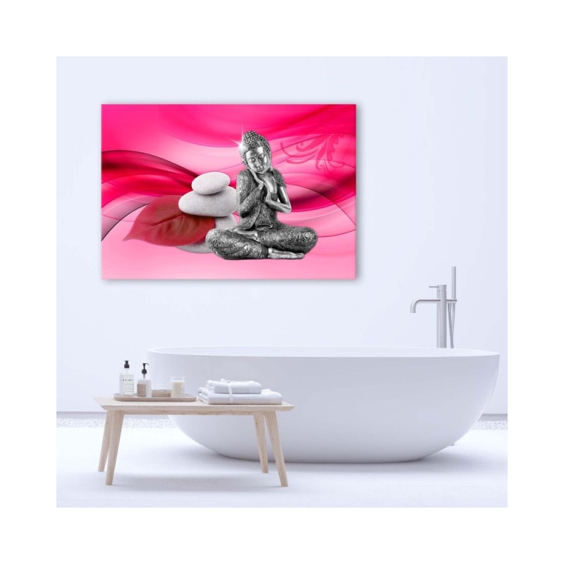 Leinwandbild - Buddha-Figur auf rosa Hintergrund | Feeby
