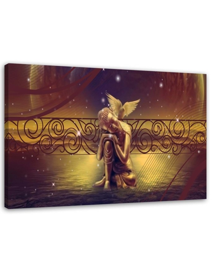 Modernes Wandbild - Buddha mit einem Vogel | Feeby