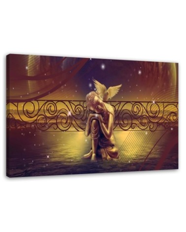 Modernes Wandbild - Buddha mit einem Vogel | Feeby