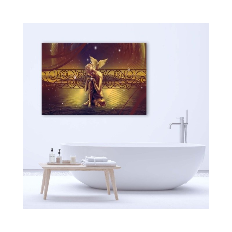 Modernes Wandbild - Buddha mit einem Vogel | Feeby