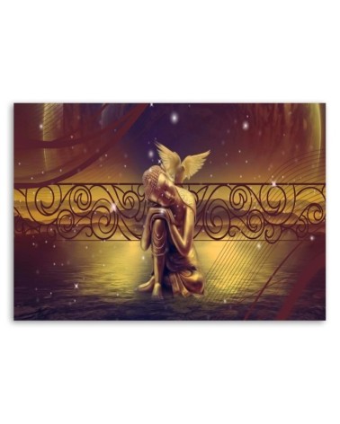 Modernes Wandbild - Buddha mit einem Vogel | Feeby