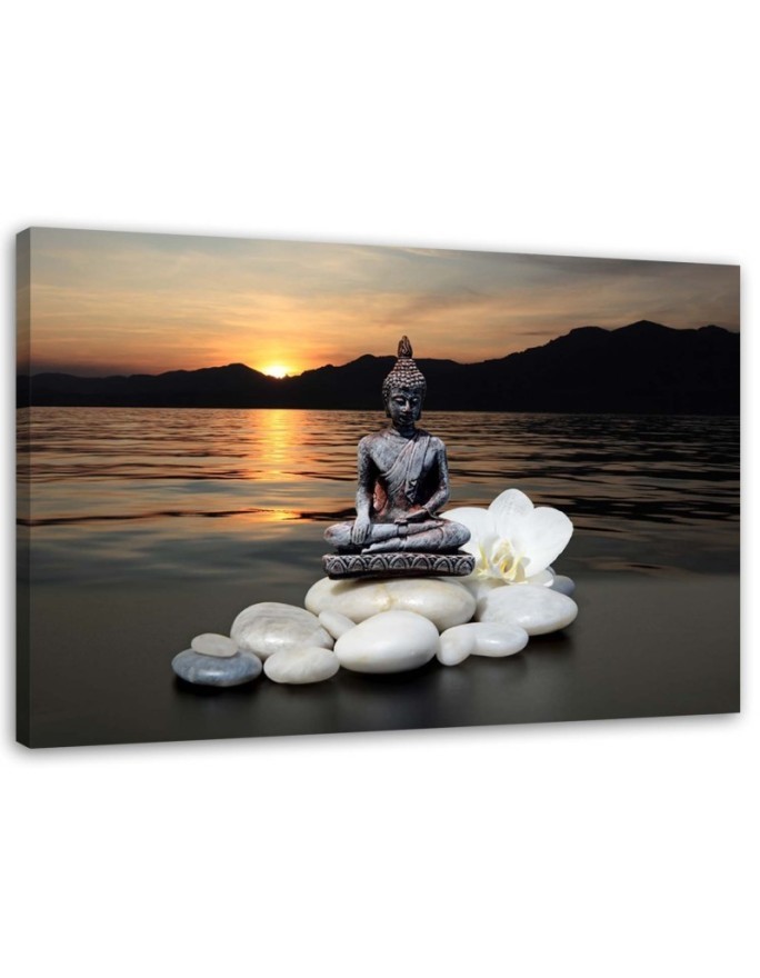 Bild - Buddha vor dem Hintergrund der untergehenden Sonne | Feeby